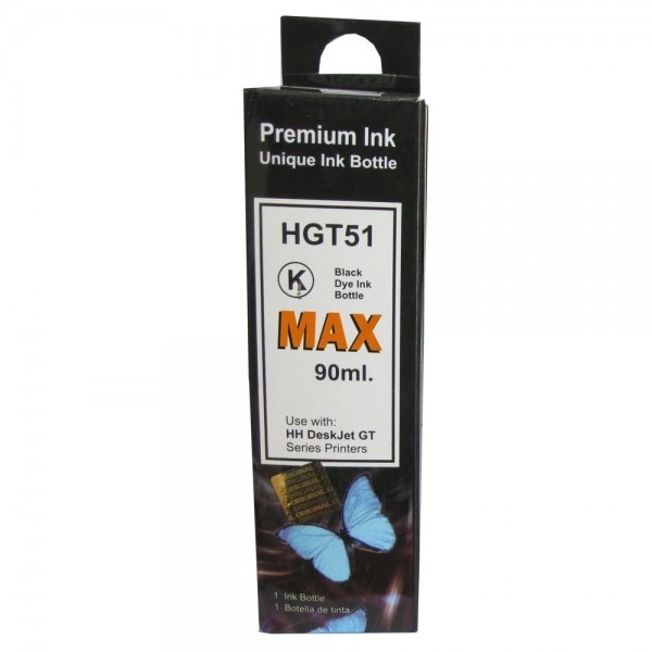 Max Black Photo Dye 90ML Compatible Ink For HP GT-Seires Printer