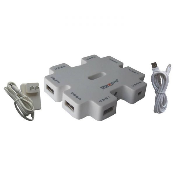 Maxpro SHU011 7-Port Powered USB Hub (White)
