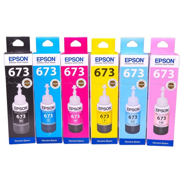 Epson 673 (6731-B 6732-C 6733M T6734-Y T6735-LC T6736-LM) Genuine Ink Bottle Set