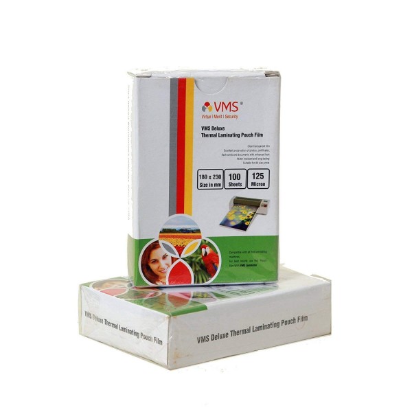VMS Deluxe Thermal Lamination Pouch (180 x 230mm) 125 Mic (100 Lamination Pouch)