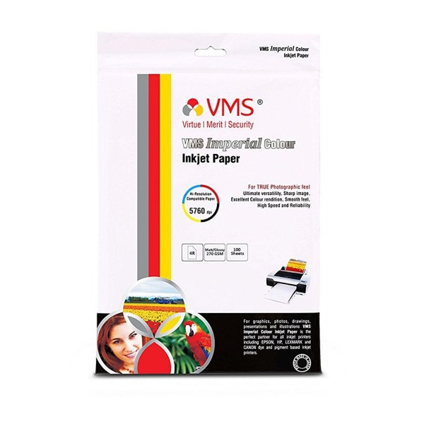 VMS Imperial Colour Matte Inkjet Photo Paper 4R (102 x 152mm) 270 GSM (100 Sheets)
