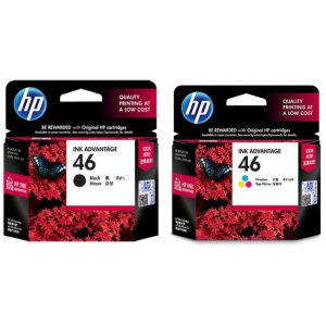 HP 46 Black & Tri-Color Original Ink Advantage Cartridges For HP DeskJet 2020hc 2520hc Printer